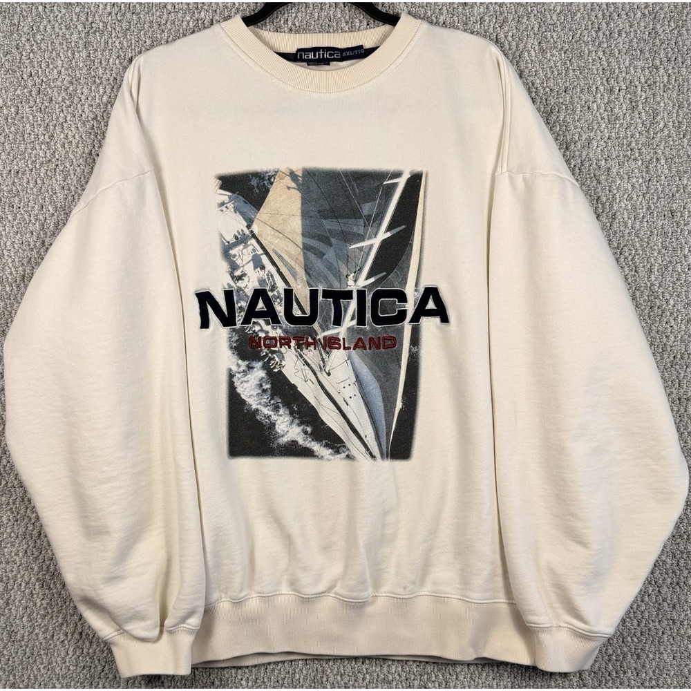 Vintage 90s Nautica North Island Sailing Graphic Crewneck Sweatshirt XXL